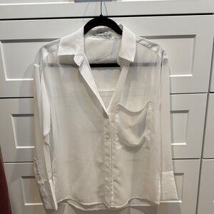 Abercrombie & Fitch Sheer White Womens Button Down Shirt